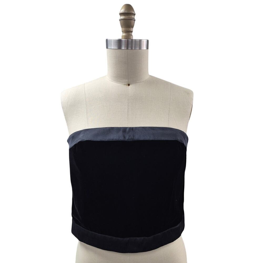 Vtg NWT Rena Rowan Strapless Black Velvet Bustier Top Rayon/Silk Blend Sz 12